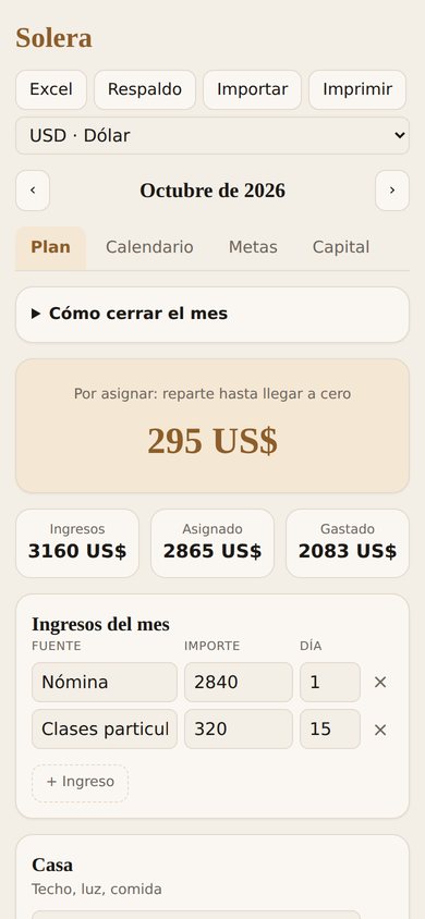 Solera en el celular: plan del mes